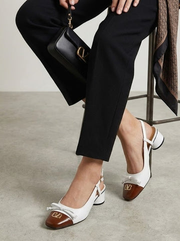 Two-Tone Slingback Pumps WHITE SG-H37