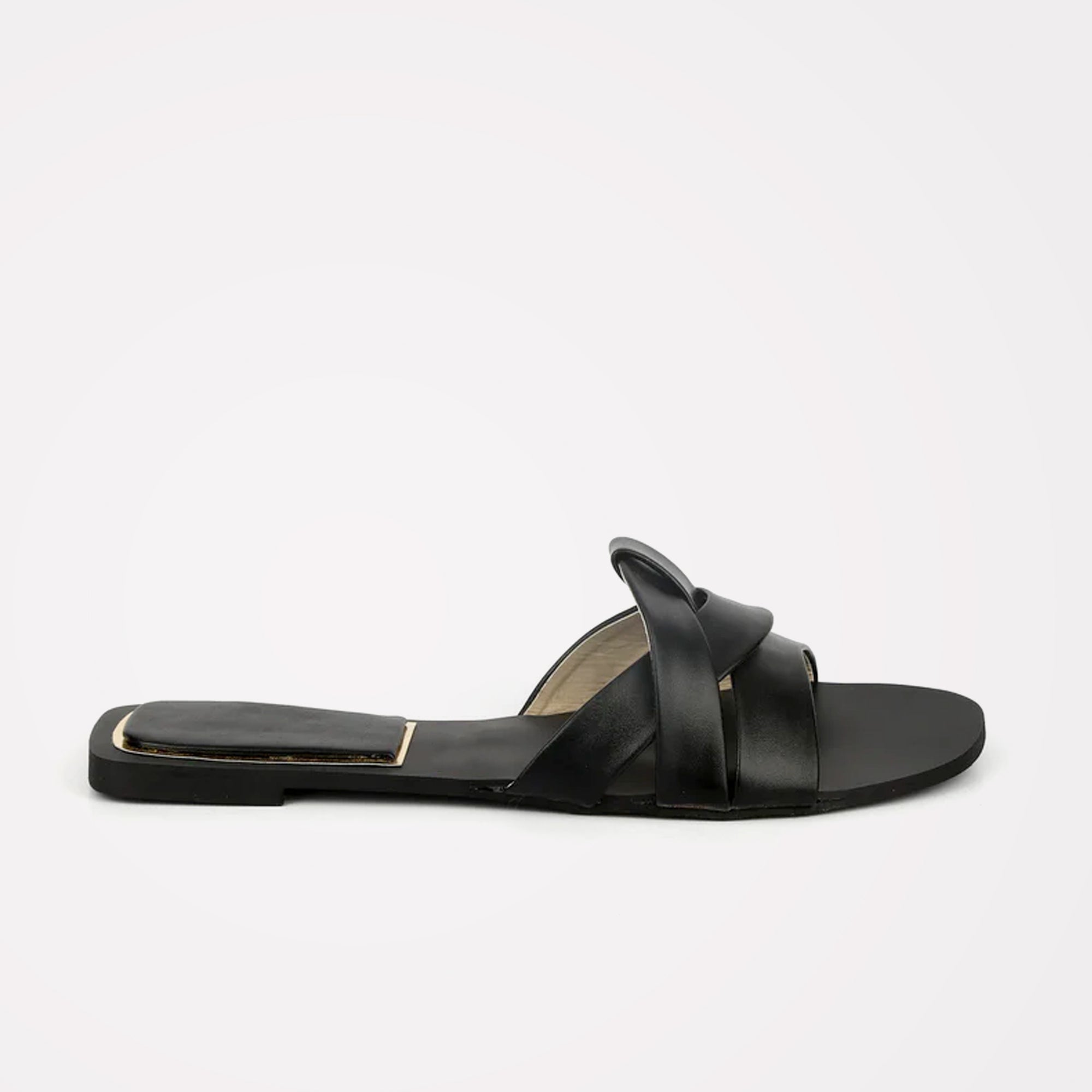 ★ZARA★ FLAT CRISS-CROSS LEATHER SLIDER SANDALS Criss-cross Slides SG-1034