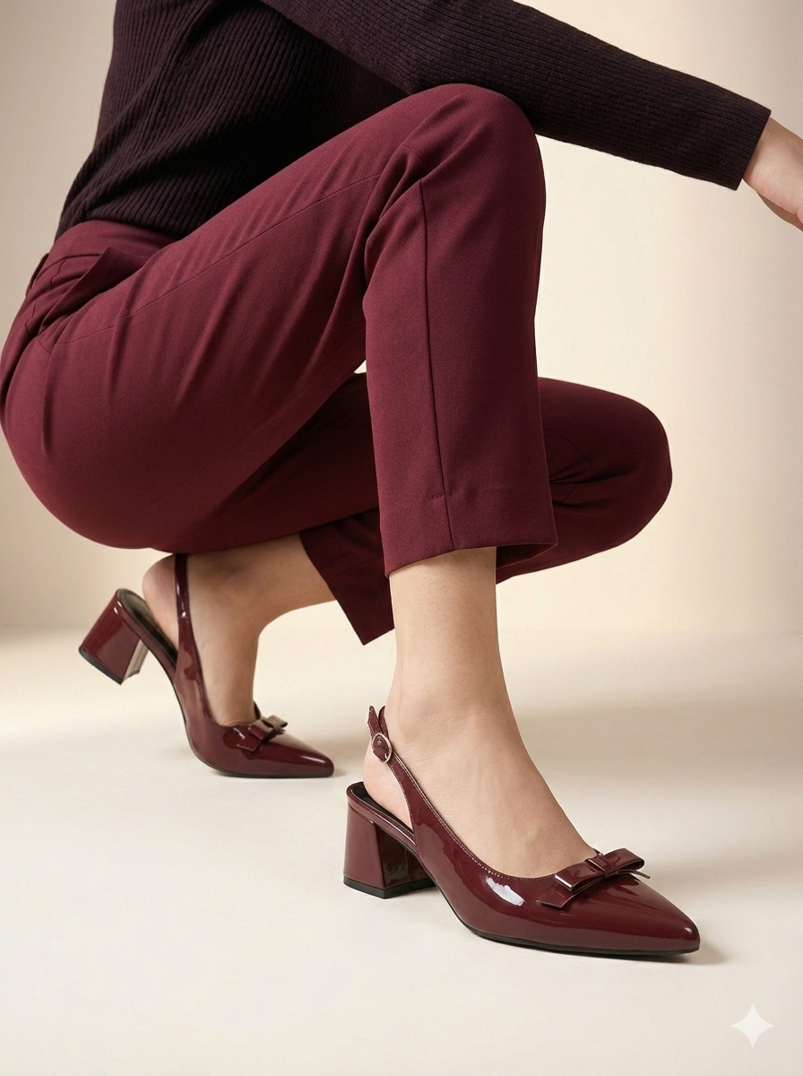 Elise Block Heel MAROON SG-050