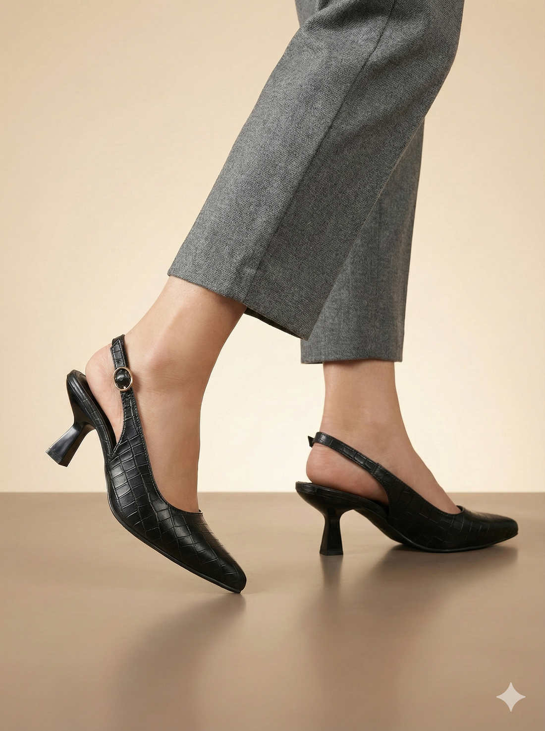 Norlé Crocodile Heels BLACK H-005