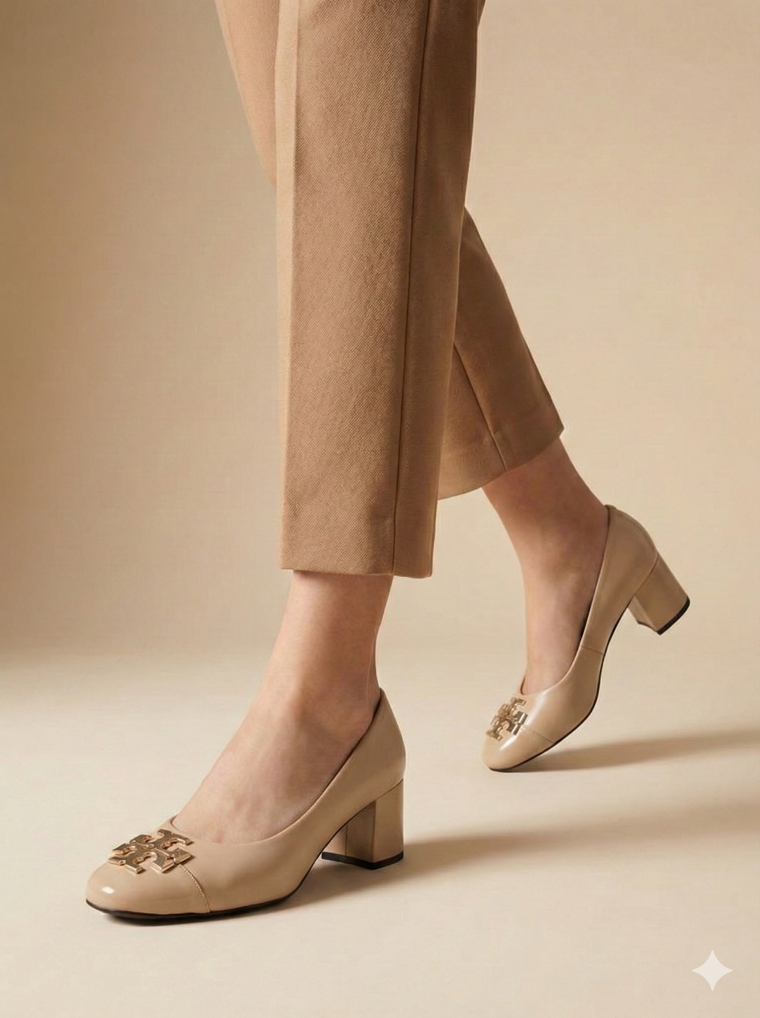 Emblem Block Heel BEIGE H-016