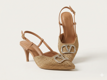 V-Rhinestones Slingback Heels GOLD SG-042