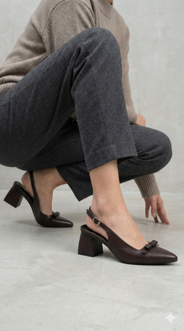 Elise Block Heel CHOCLATE H-006