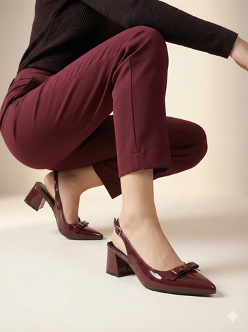 Elise Block Heel MAROON H-006