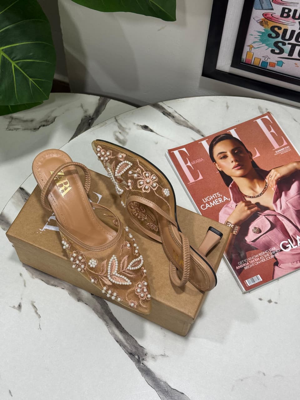 Pearl Blossom Heels BEIGE H-011