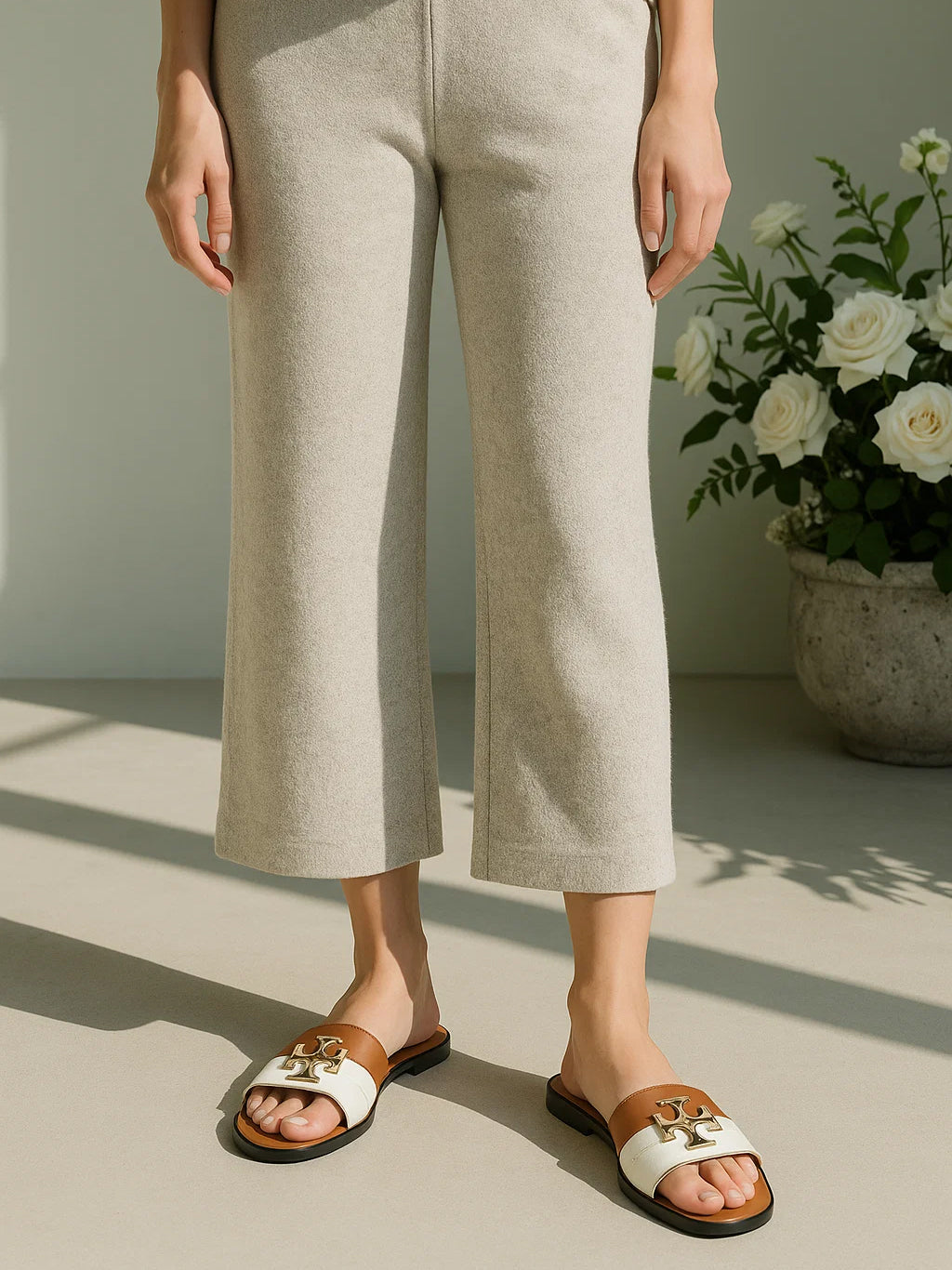 TORY SLIDES MUSTARD&WHITE SG-1174